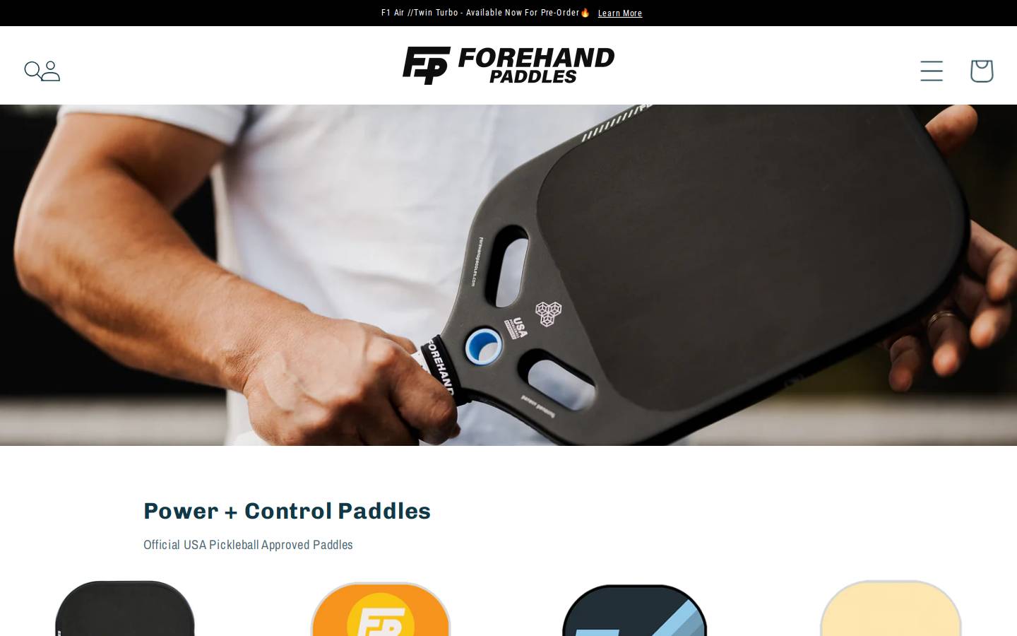 forehandpaddles.com homepage screenshot