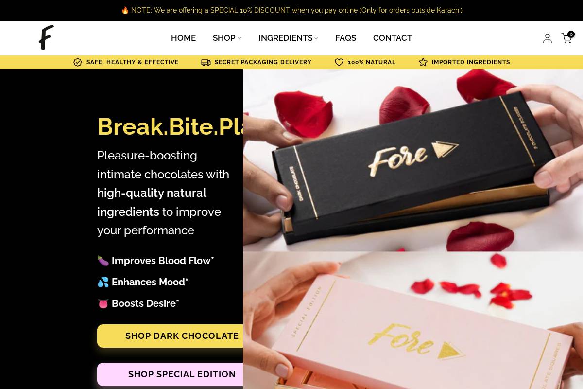 foreplaychocolate.com homepage screenshot