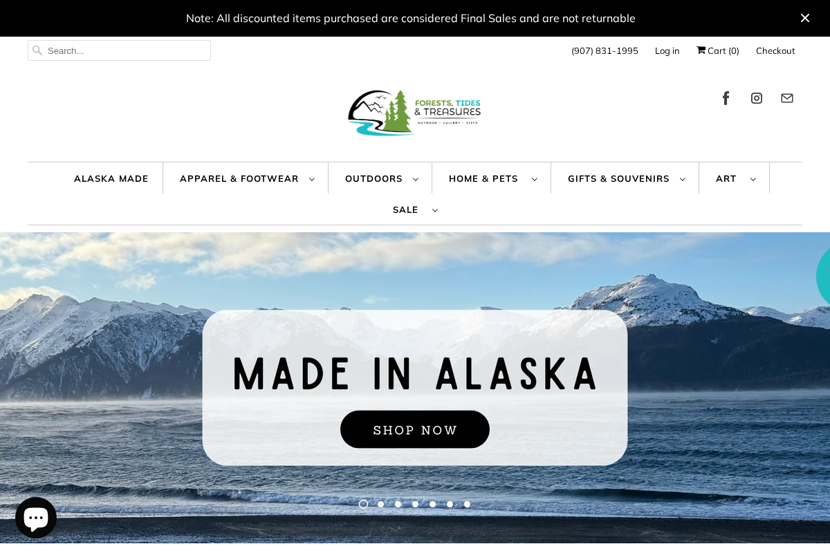 Forests, Tides, and Treasures homepage screenshot