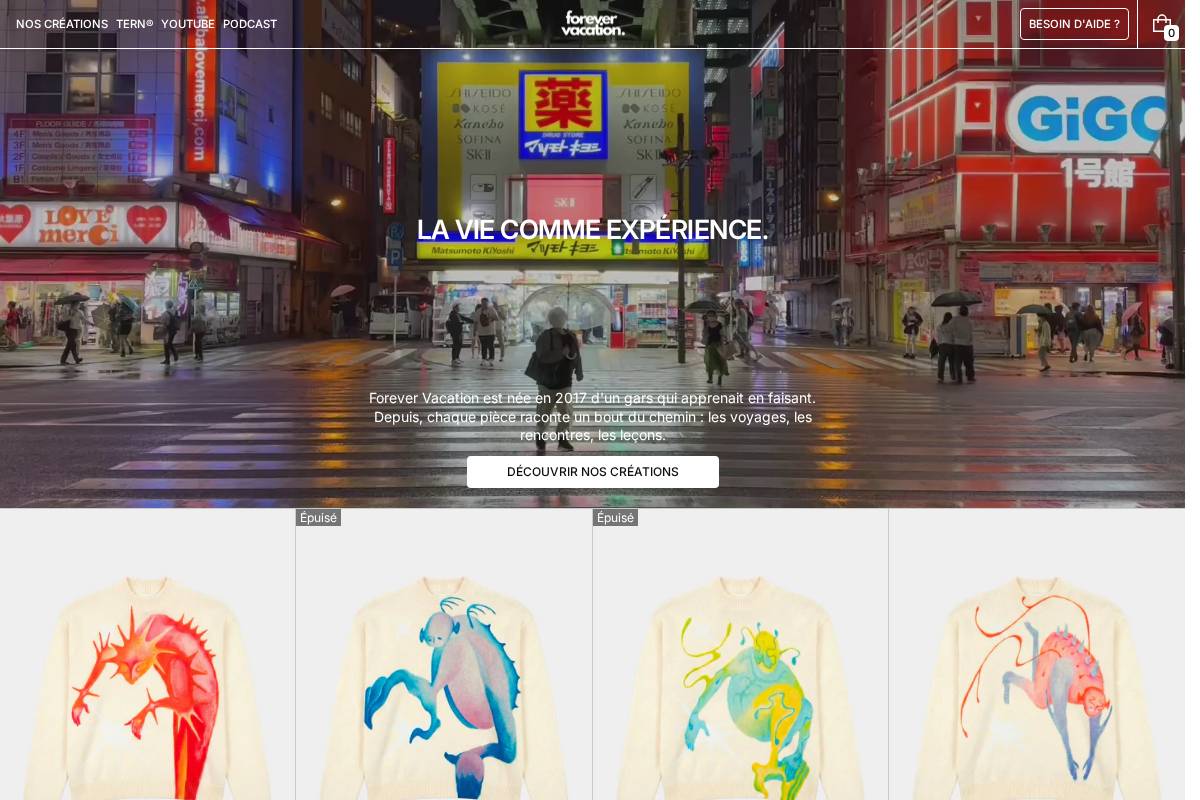 FOREVER VACATION homepage screenshot