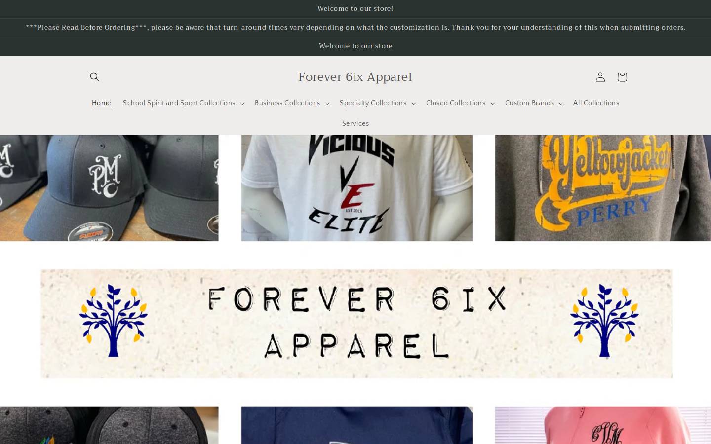 forever6ixapparel.com homepage screenshot
