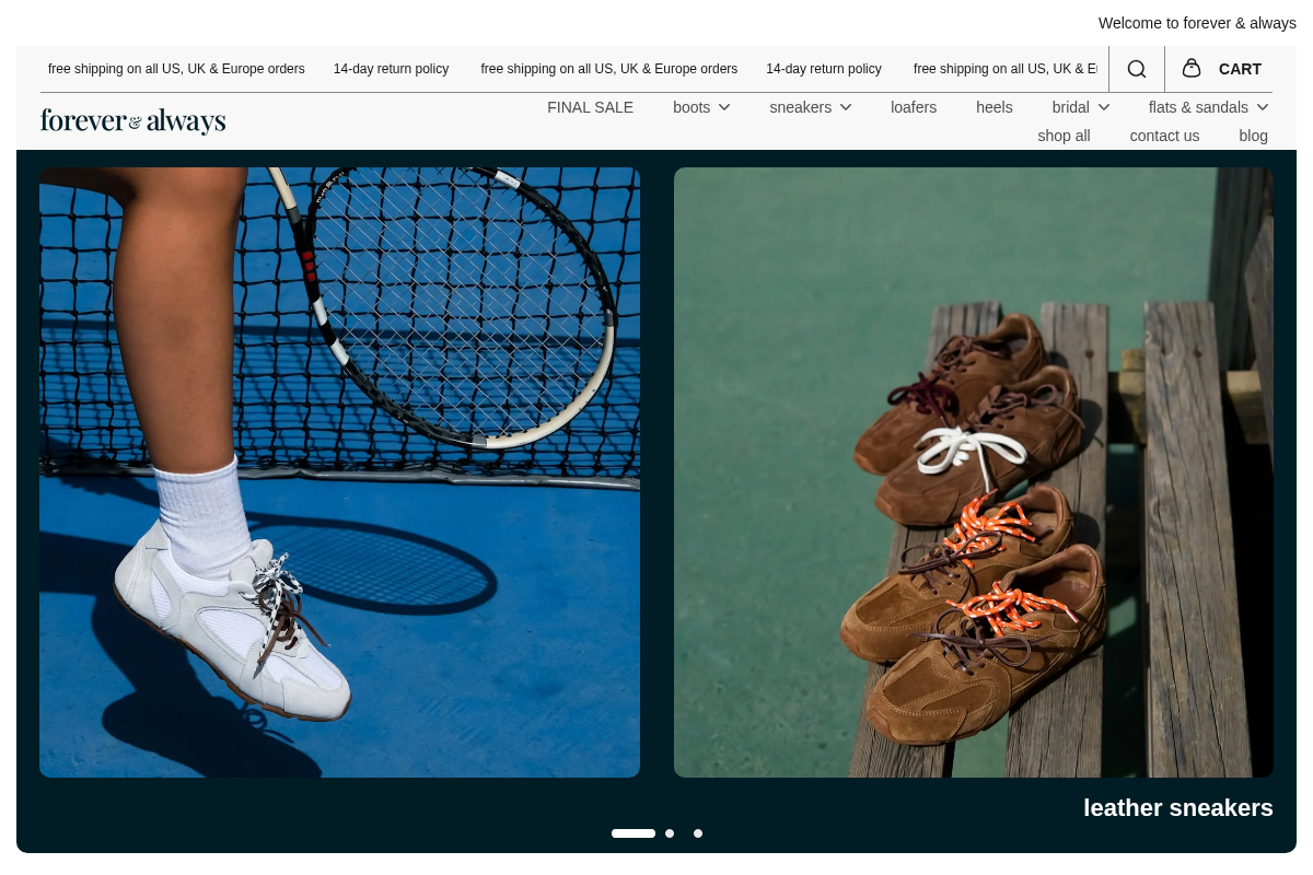 foreverandalwaysshoes.com homepage screenshot