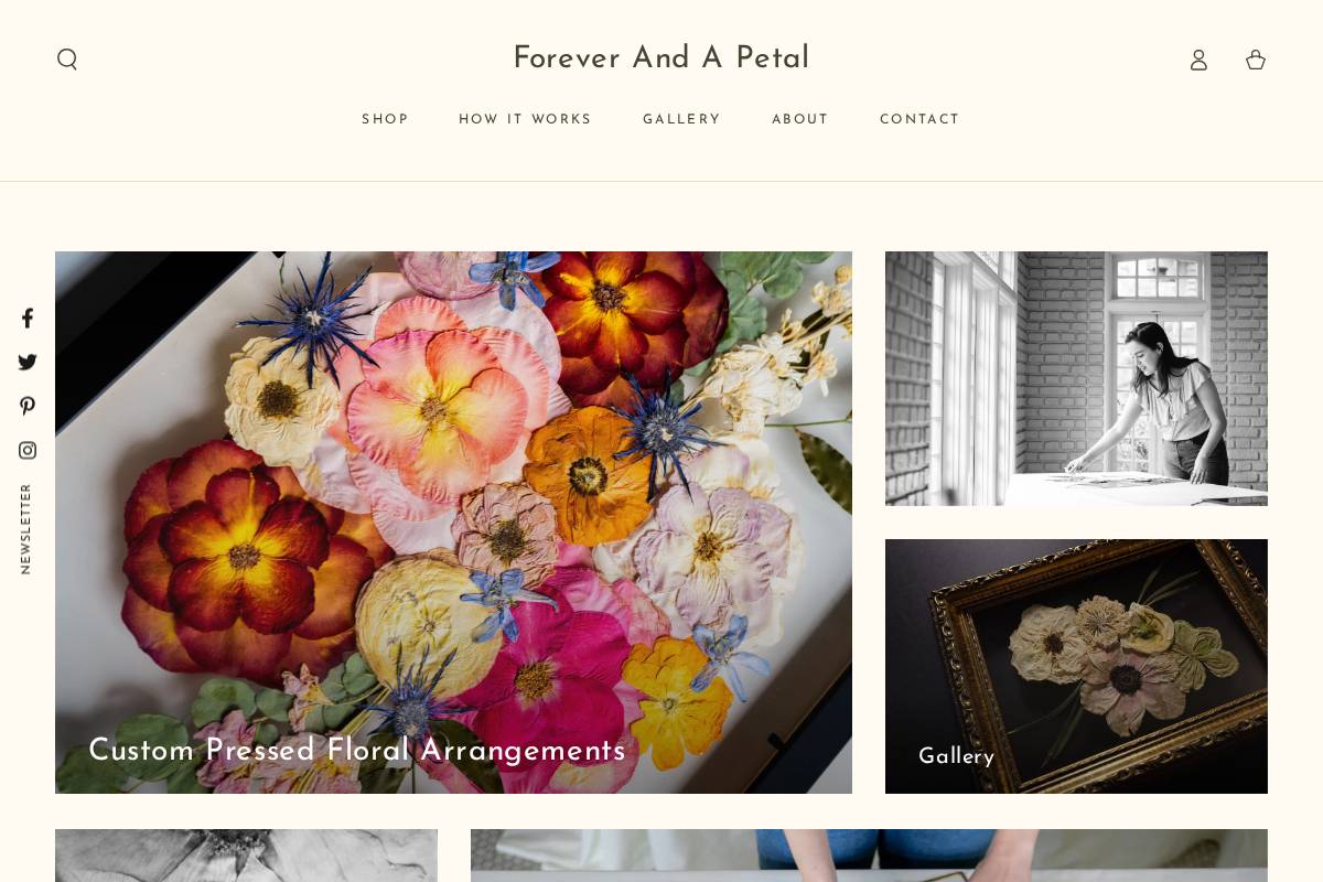 foreverandapetal.com homepage screenshot