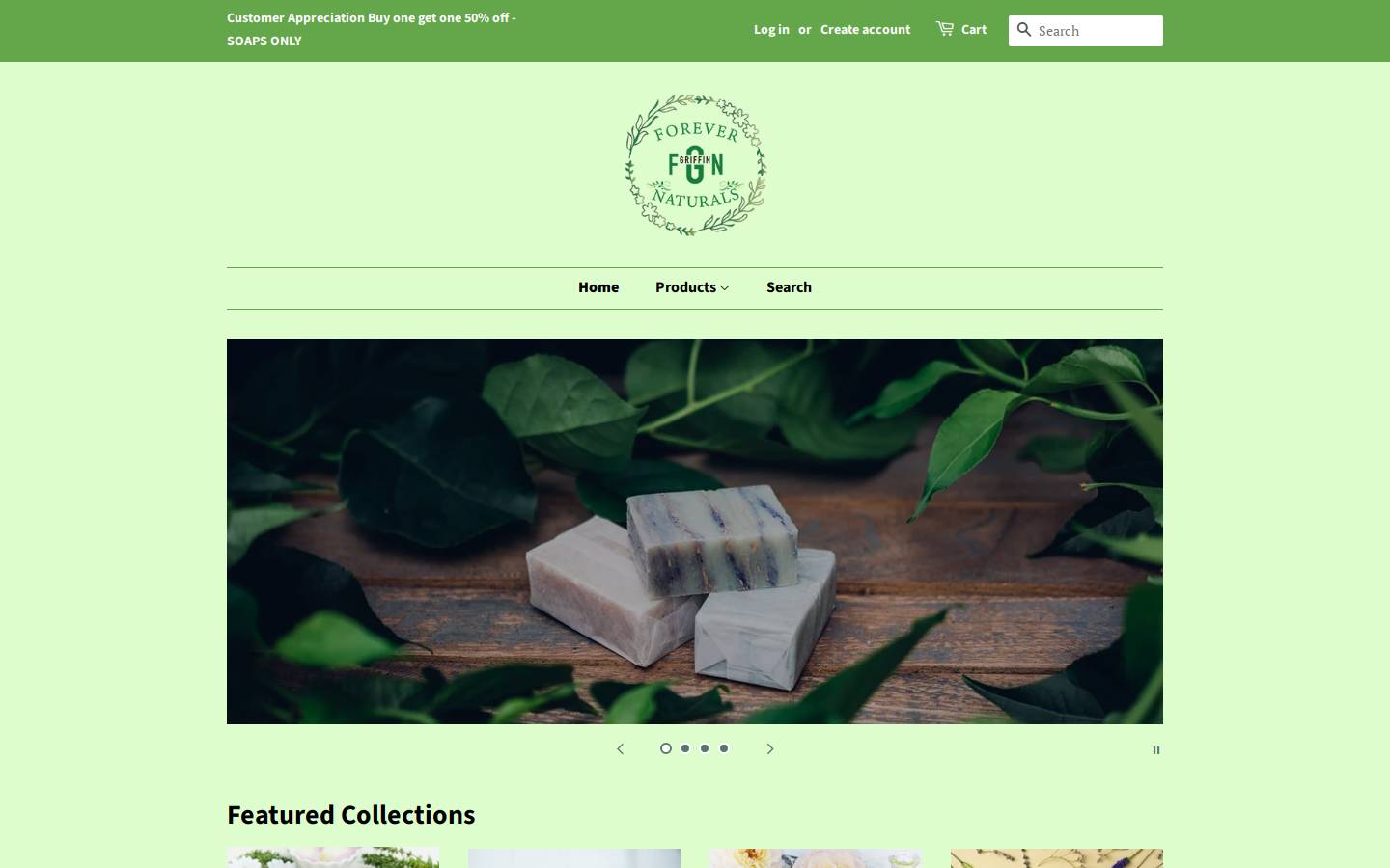 forevergriffinnaturals.com homepage screenshot