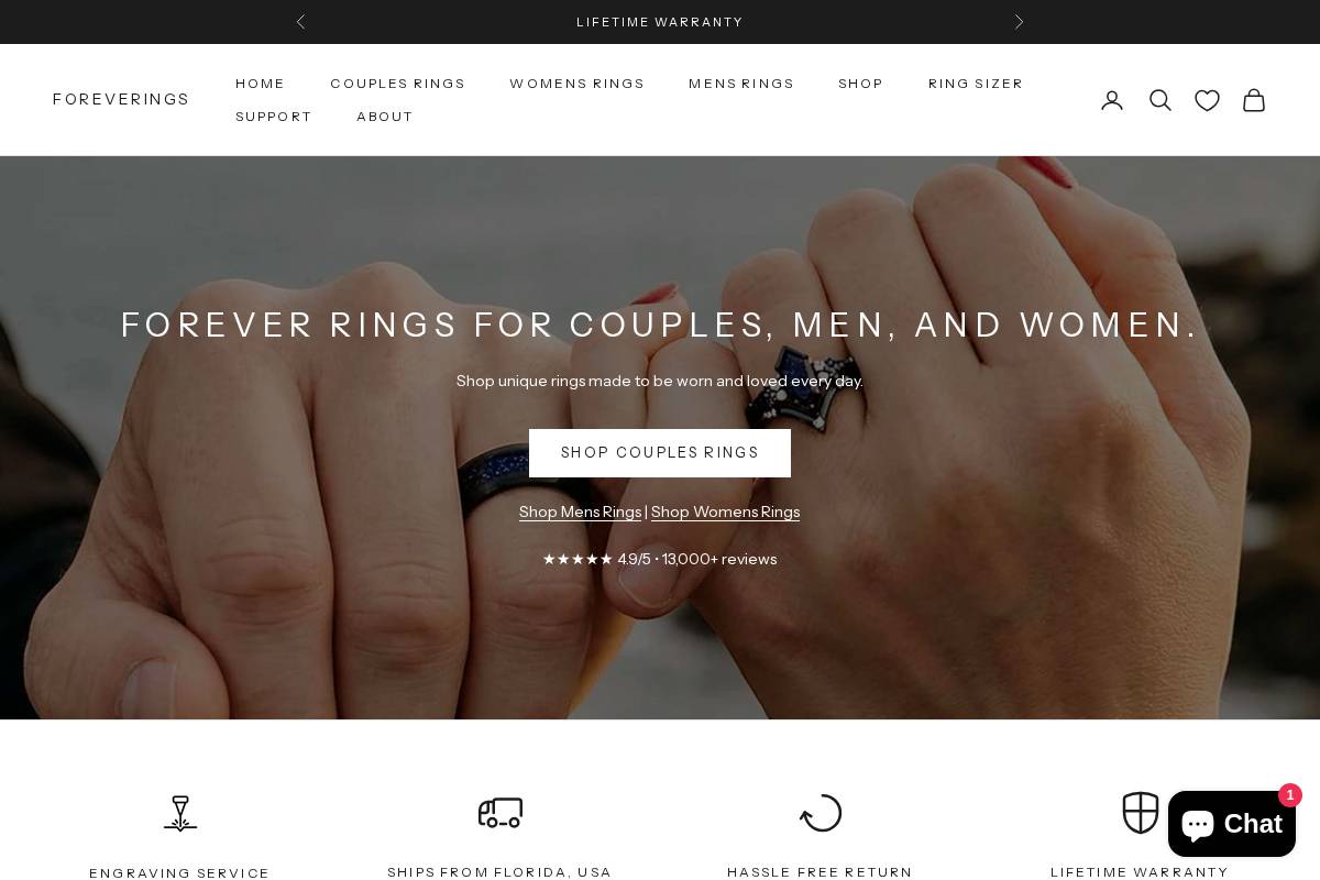 Foreveringsjewelry homepage screenshot