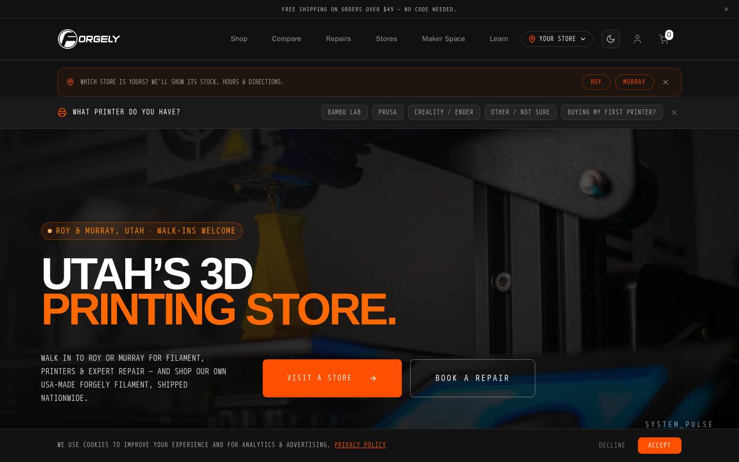 forgely3d.com homepage screenshot