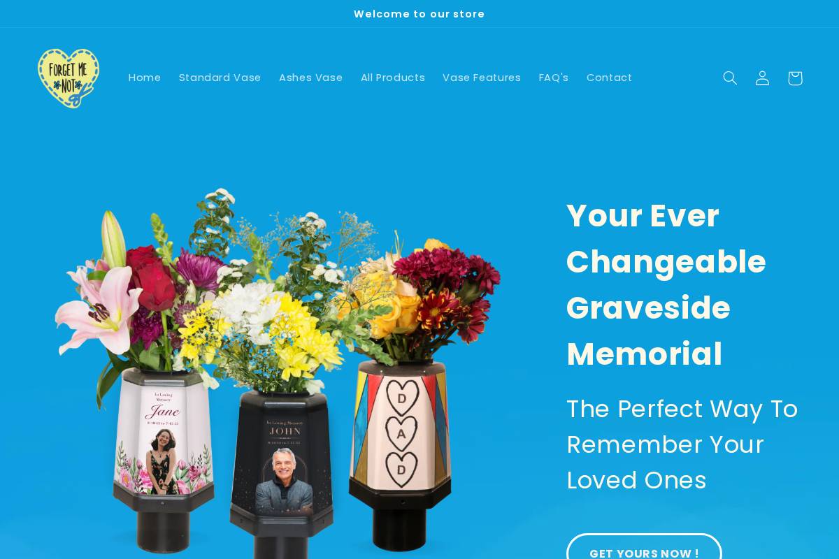 Forget Me Not Vase homepage screenshot