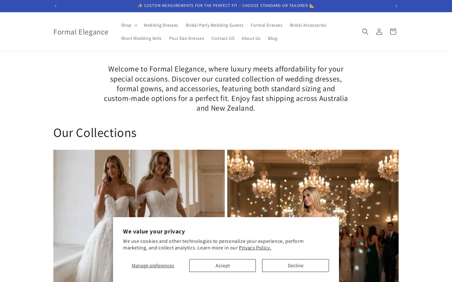 formalelegance.com.au homepage screenshot