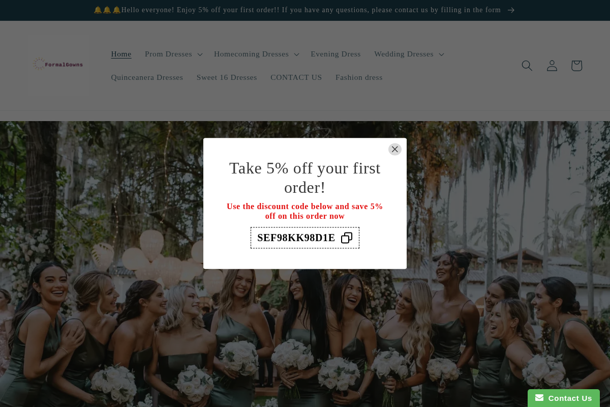 Formalgownss homepage screenshot