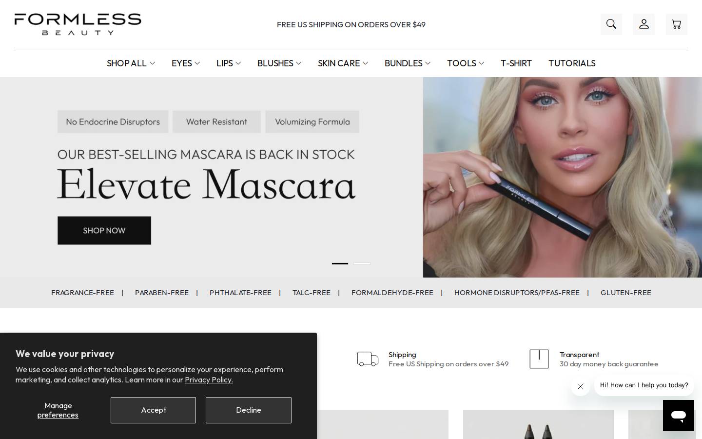 formlessbeauty.com homepage screenshot