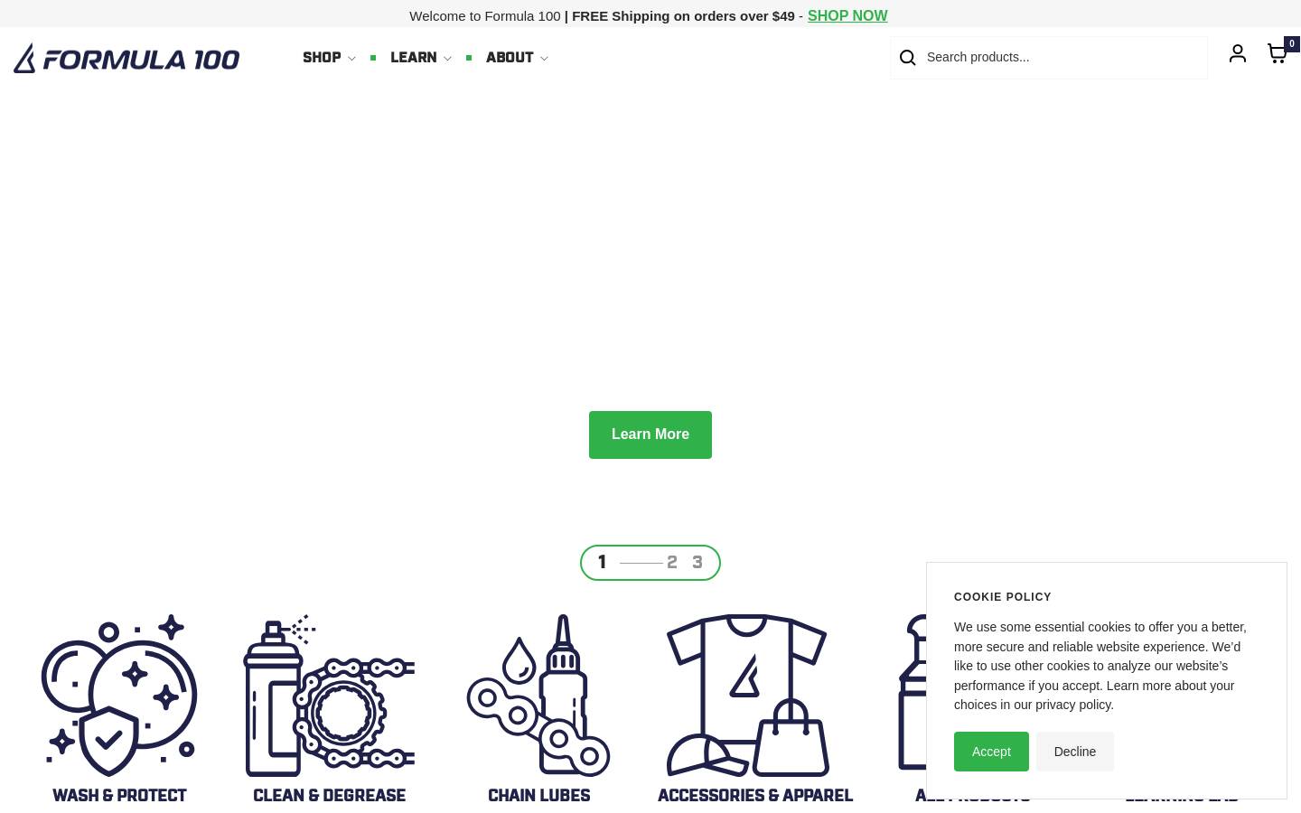 formula100.com homepage screenshot