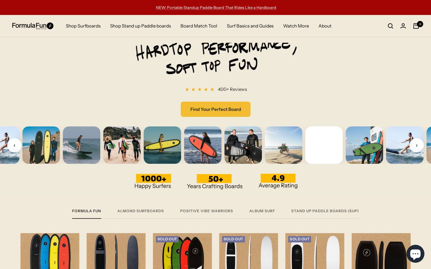 formulafunboards.com homepage screenshot