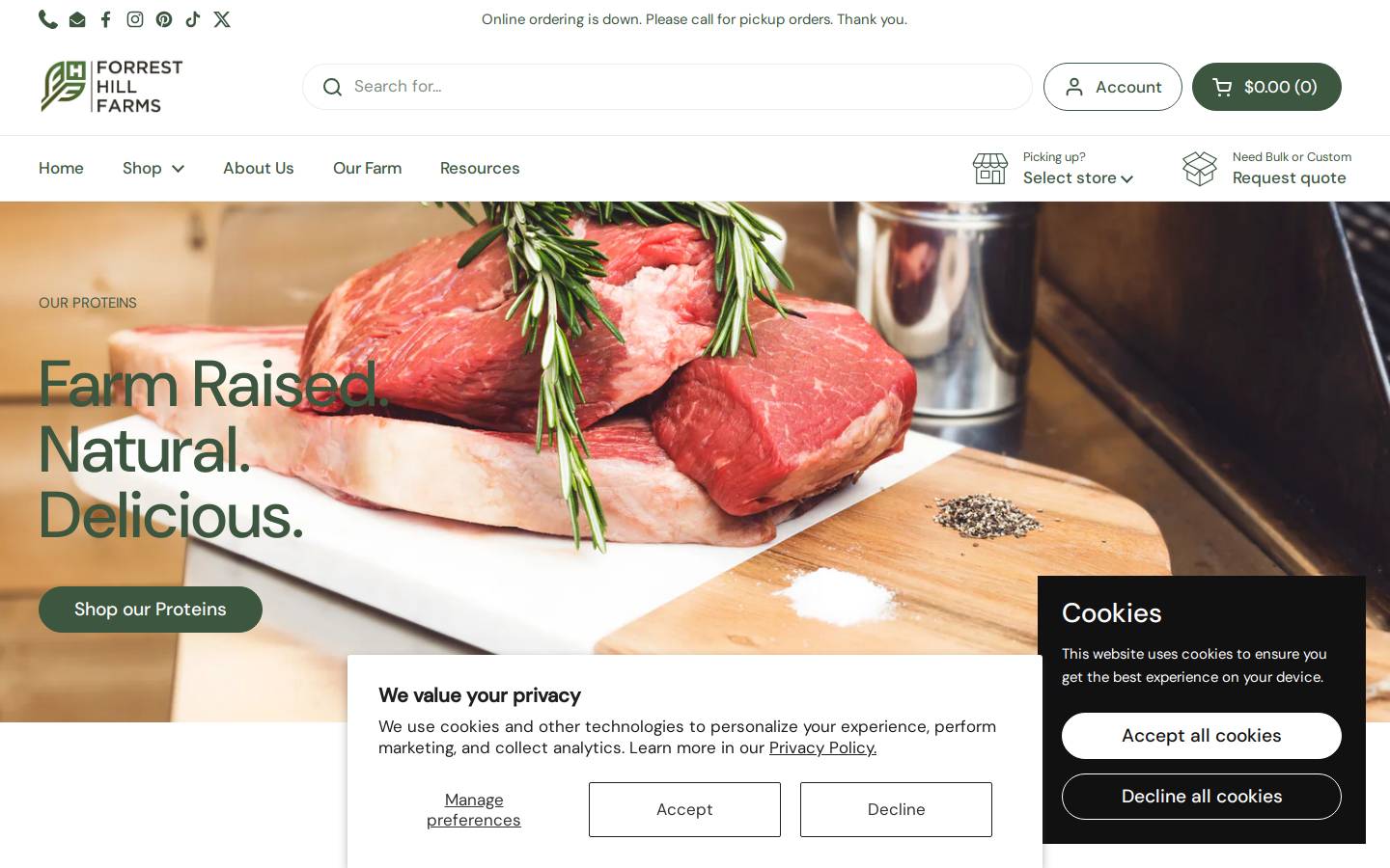 forresthillfarms.co homepage screenshot