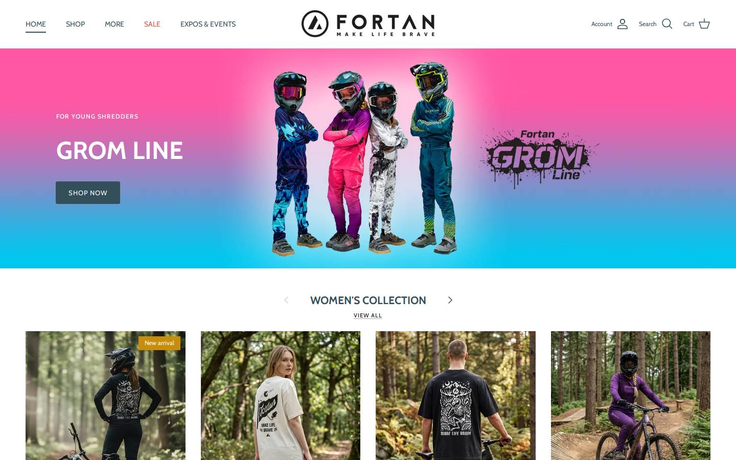 Fortan Activewear homepage screenshot