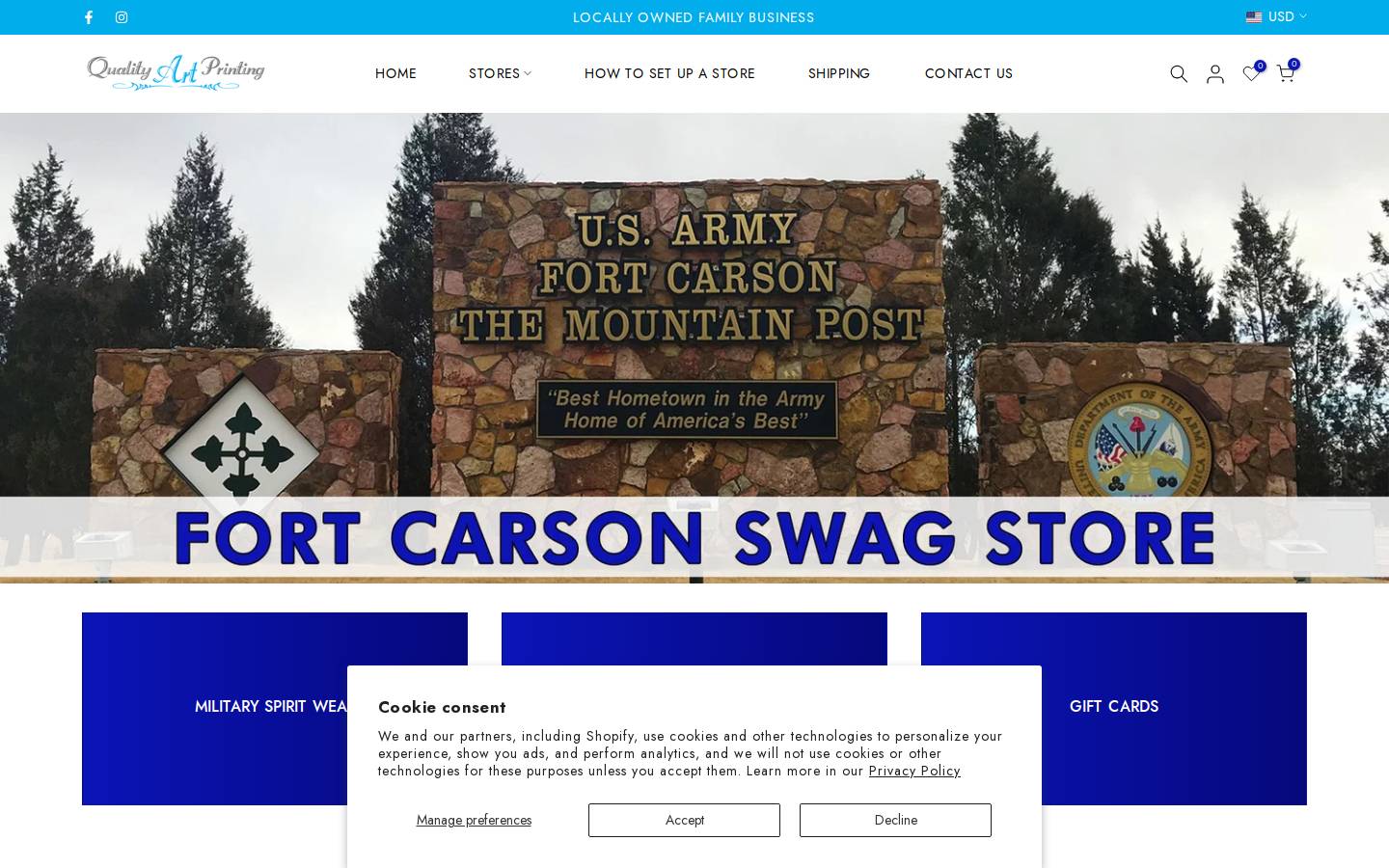 fortcarsonswag.com homepage screenshot
