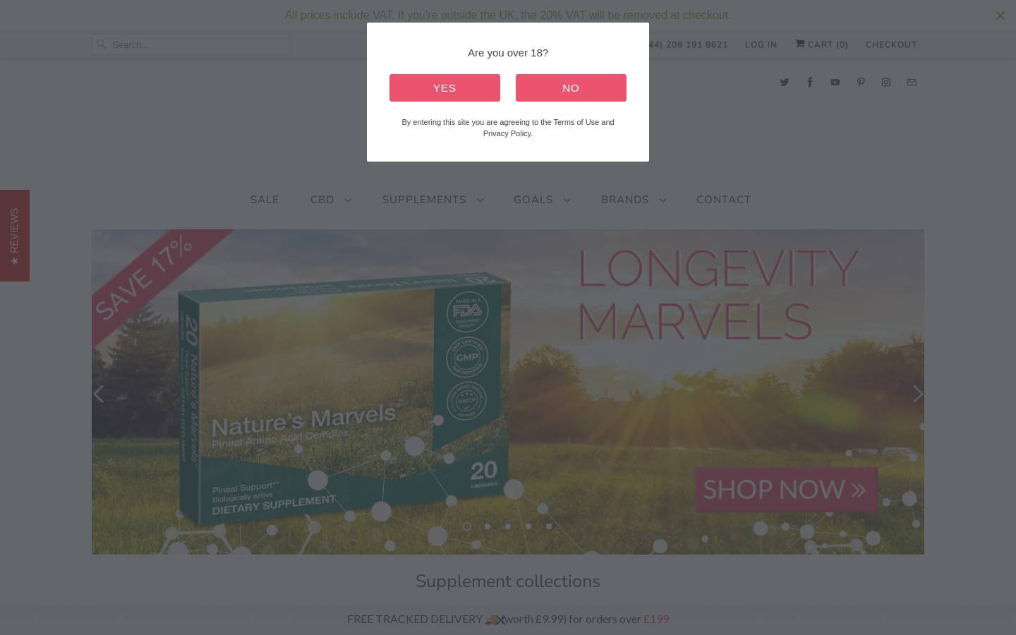 for the Ageless homepage screenshot