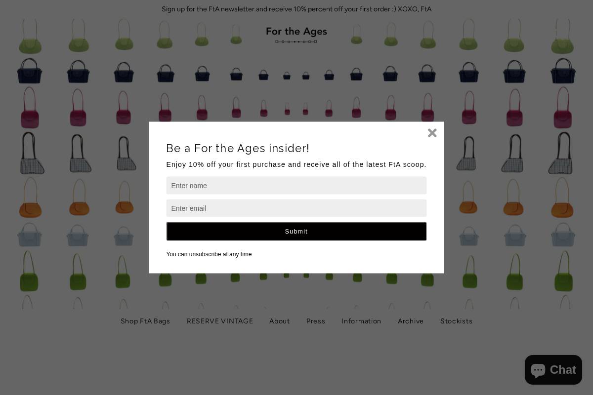 For the Ages homepage screenshot