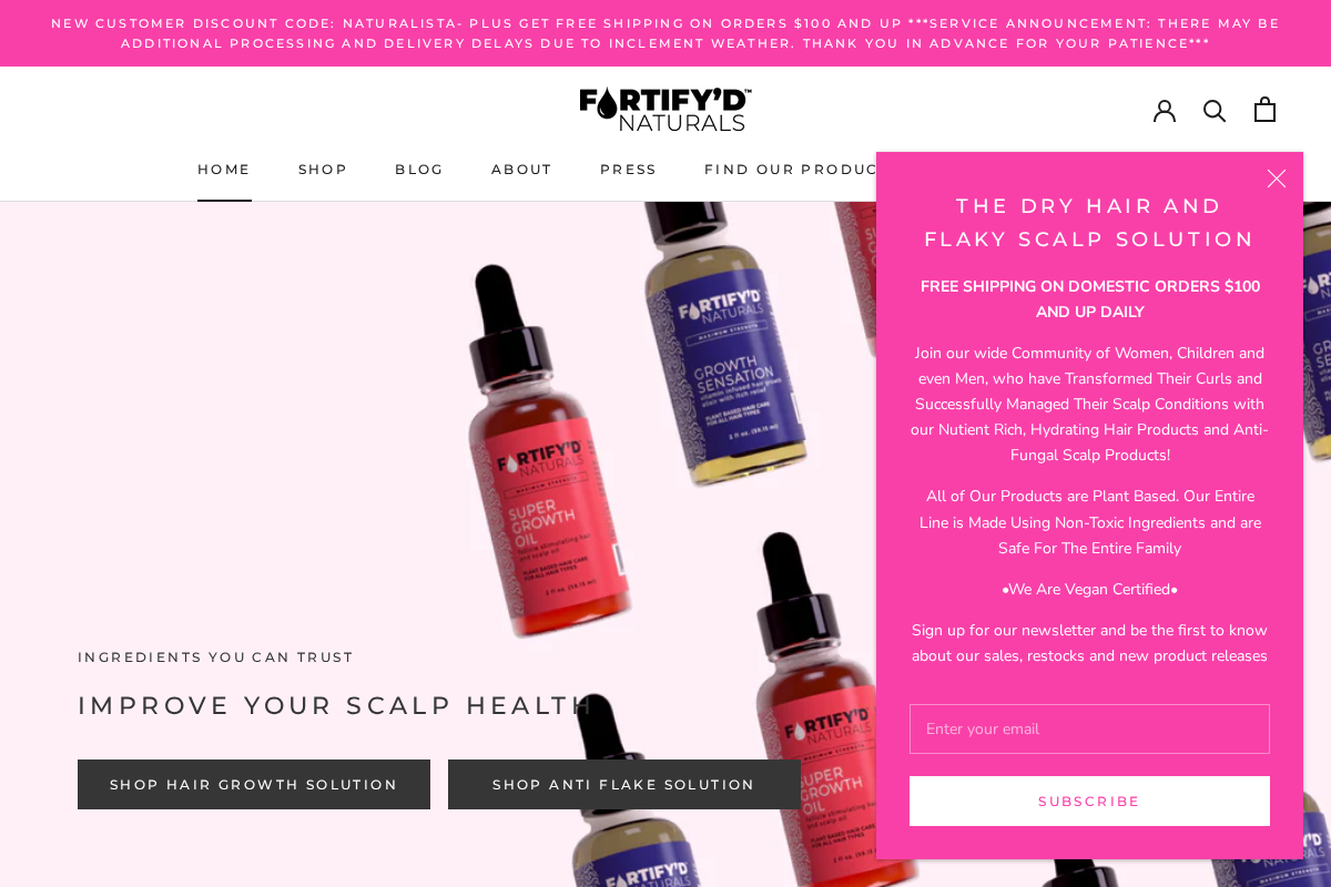 fortifydnaturals.com homepage screenshot
