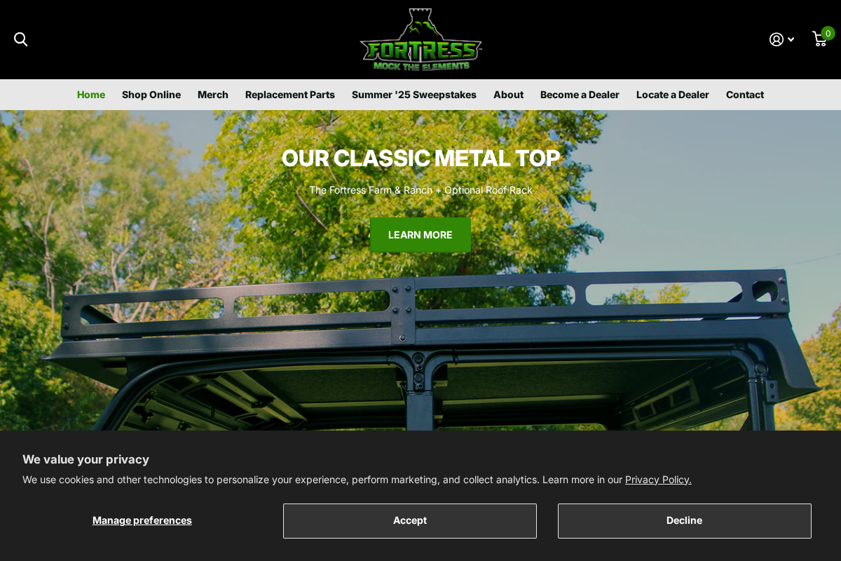 Fortress Pro homepage screenshot