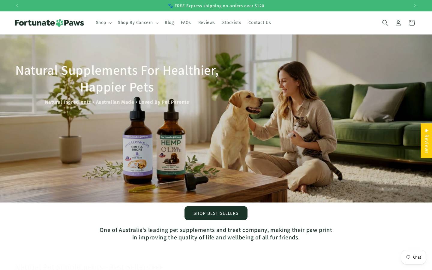 Fortunatepaws homepage screenshot