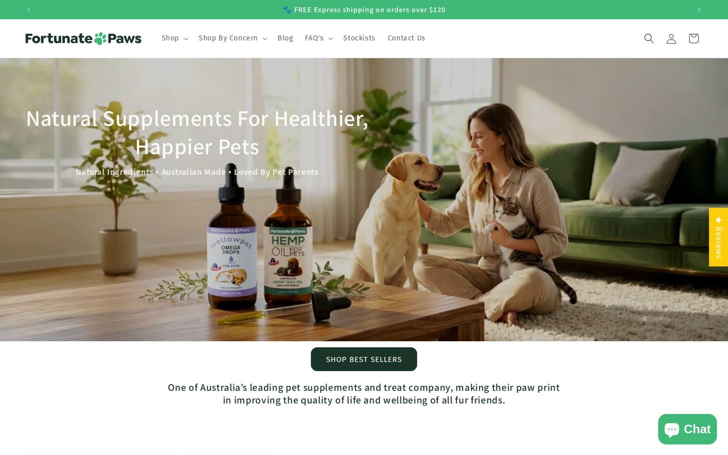 Fortunatepaws homepage screenshot