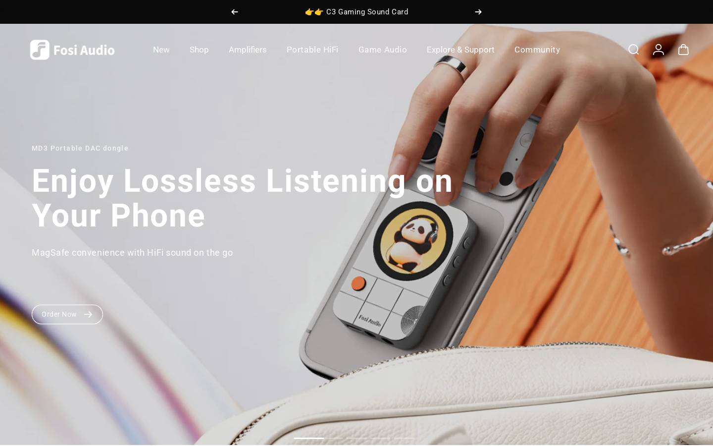 fosiaudioshop.com homepage screenshot