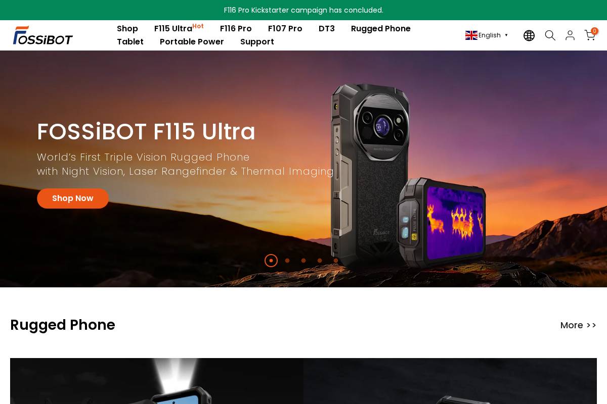 Fossibot homepage screenshot