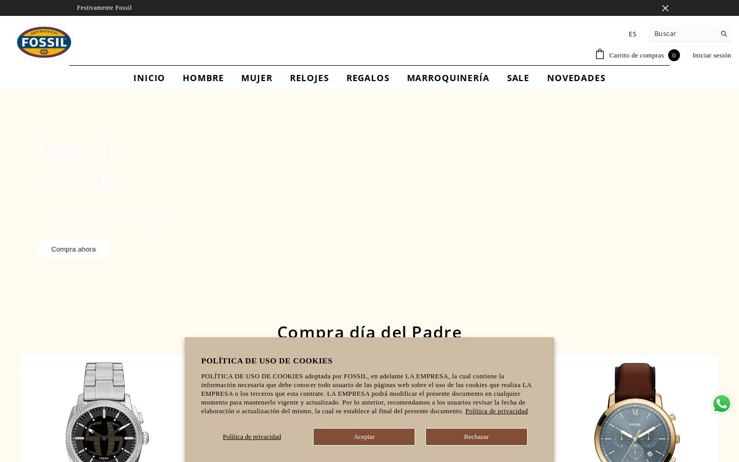 Fossil homepage screenshot