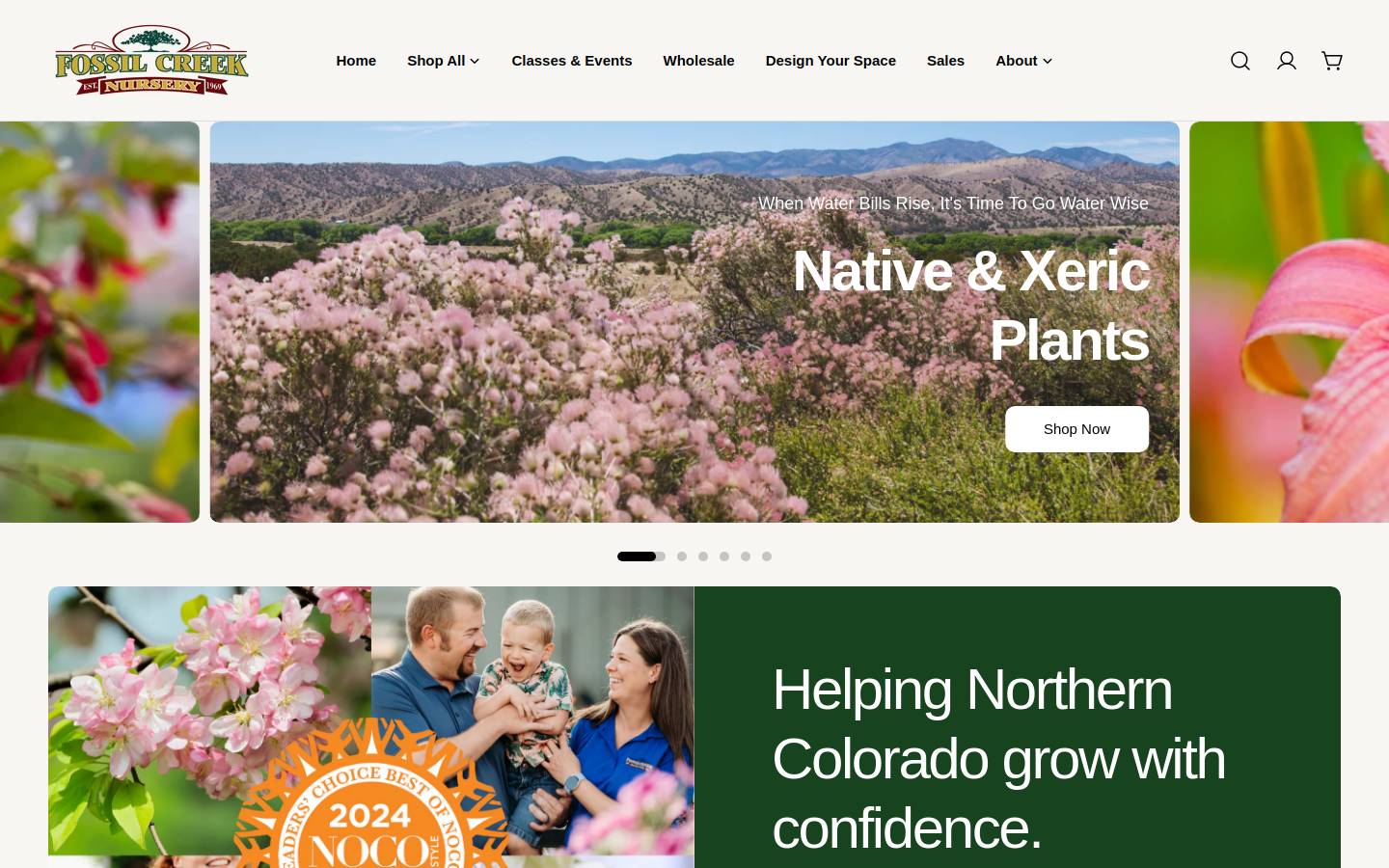 fossilcreeknursery.com homepage screenshot