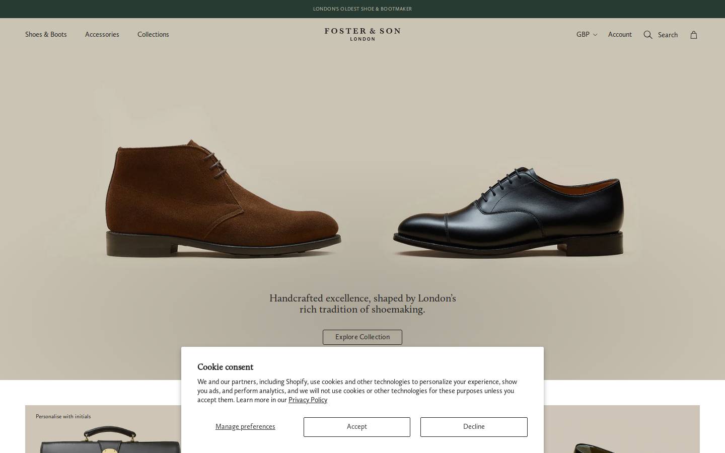 Foster & Son homepage screenshot