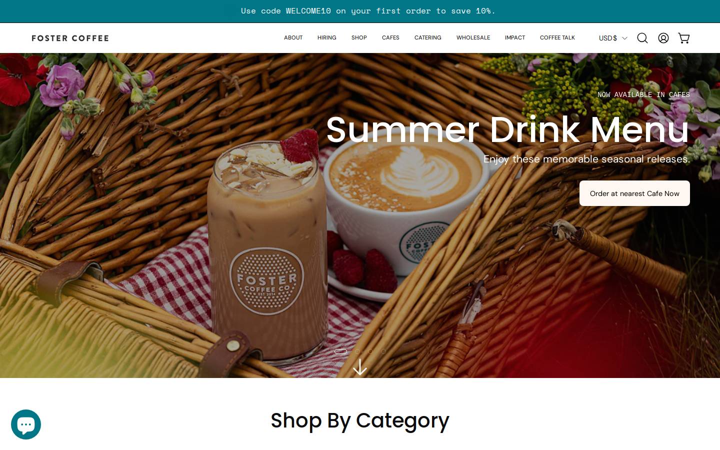 fostercoffee.co homepage screenshot
