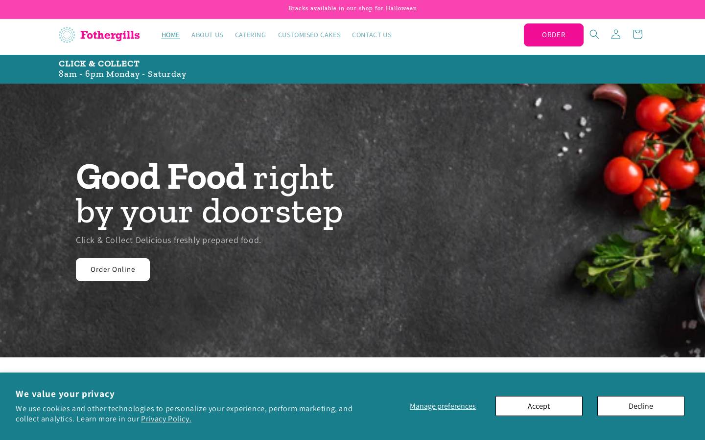 fothergillscafe.com homepage screenshot