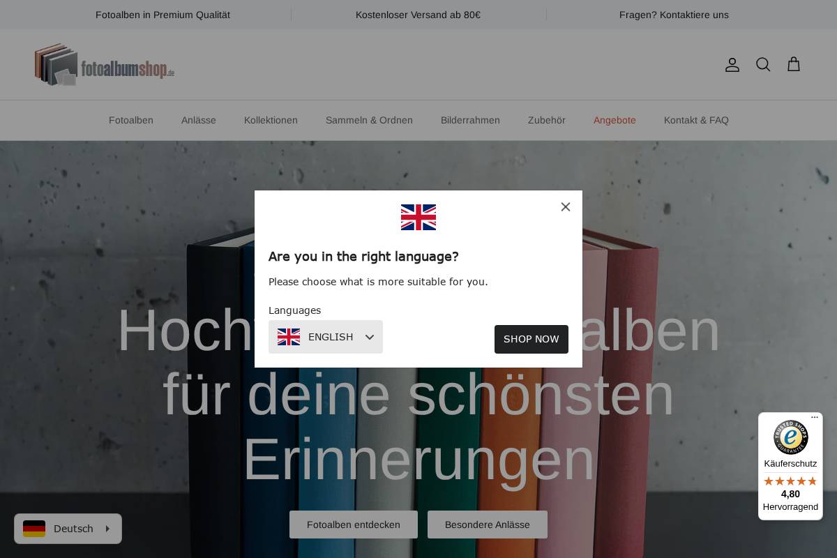 Fotoalbumshop.de homepage screenshot