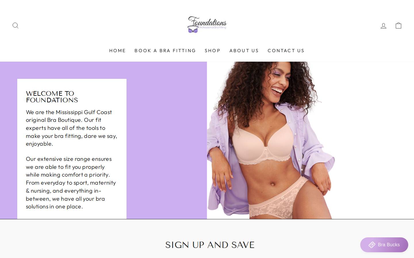 foundationsbrafittings.com homepage screenshot