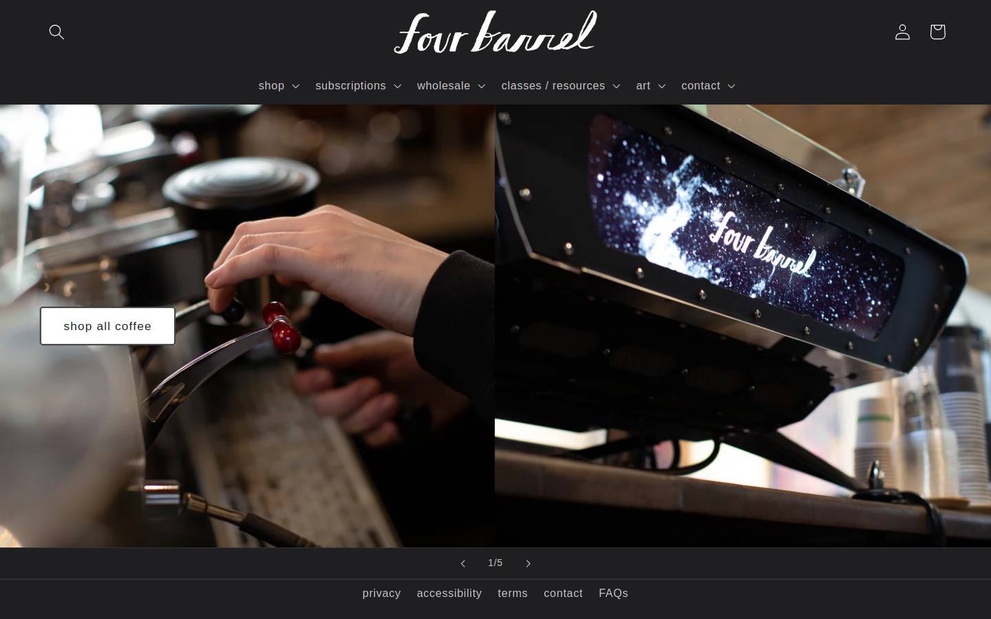 fourbarrelcoffee.com homepage screenshot