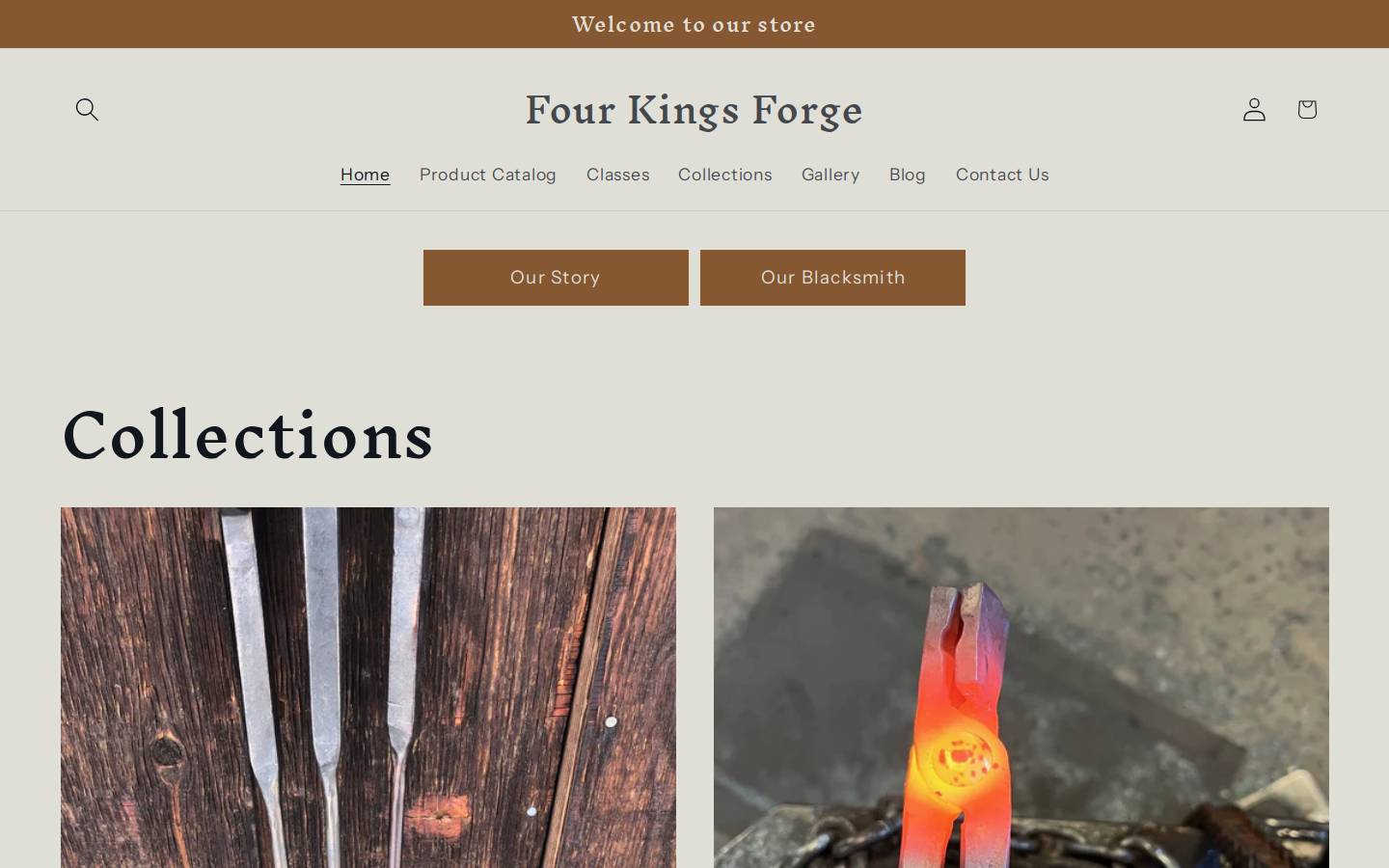 fourkingsforge.com homepage screenshot