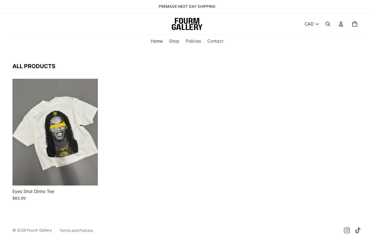 fourmgallery.com homepage screenshot