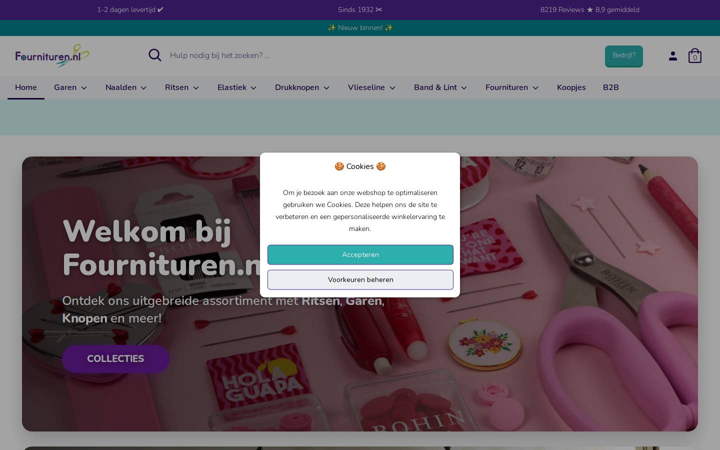 Fournituren.nl homepage screenshot