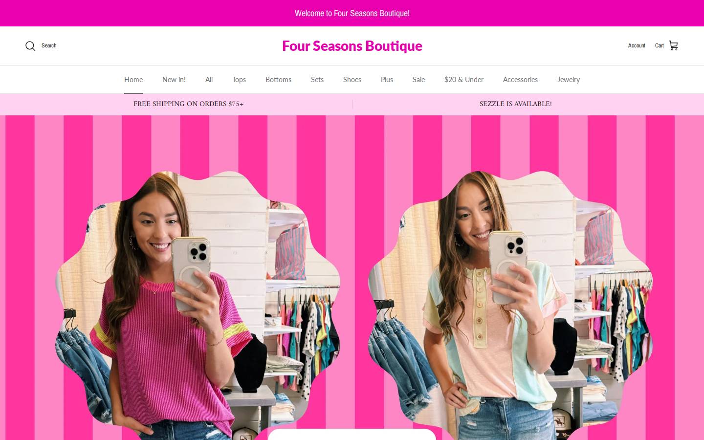 fourseasonsboutiqueandclothing.com homepage screenshot