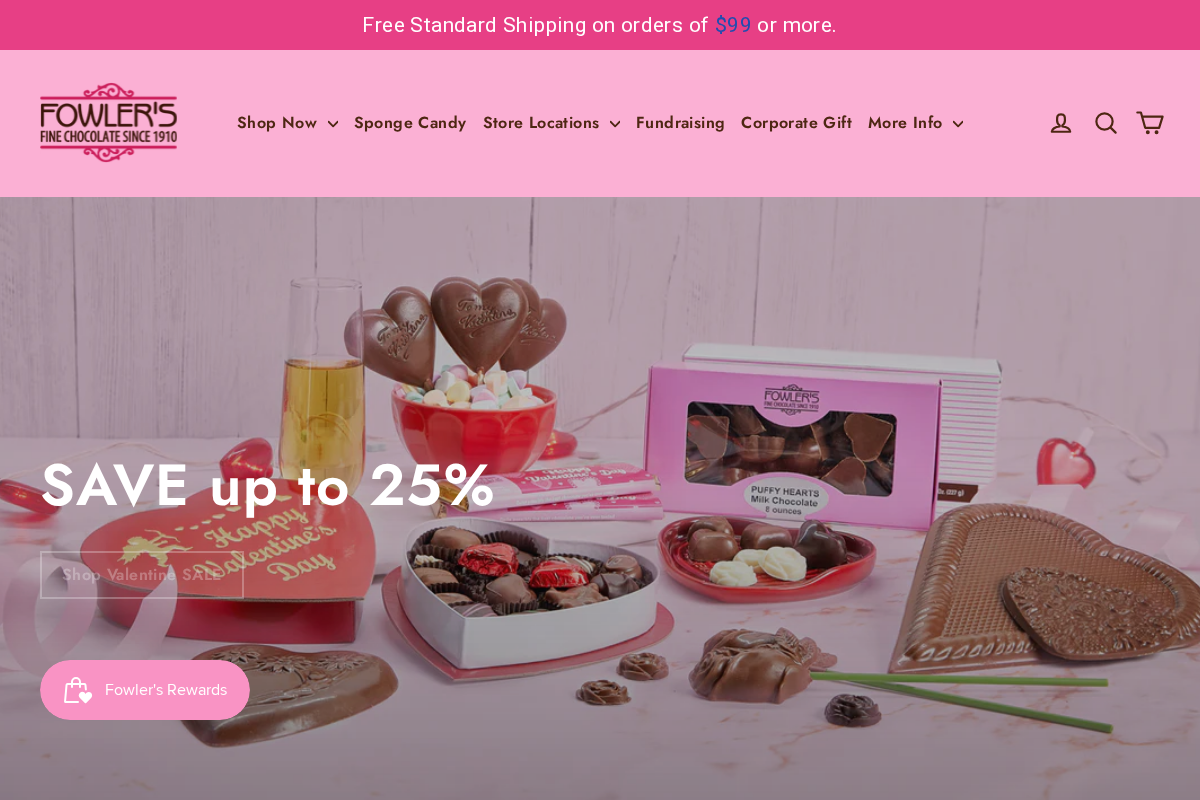 Fowler's Chocolates homepage screenshot