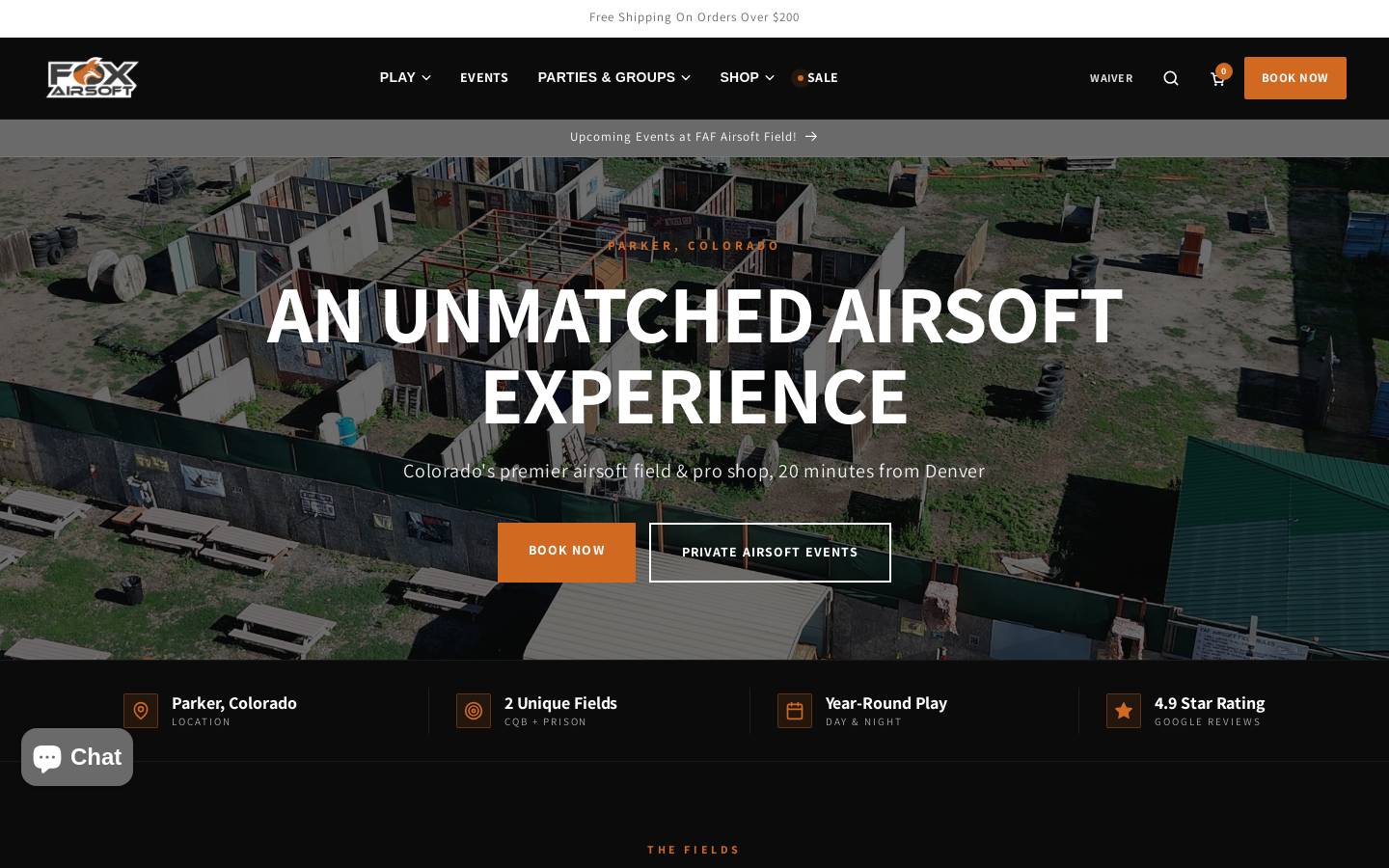 Fox Airsoft homepage screenshot