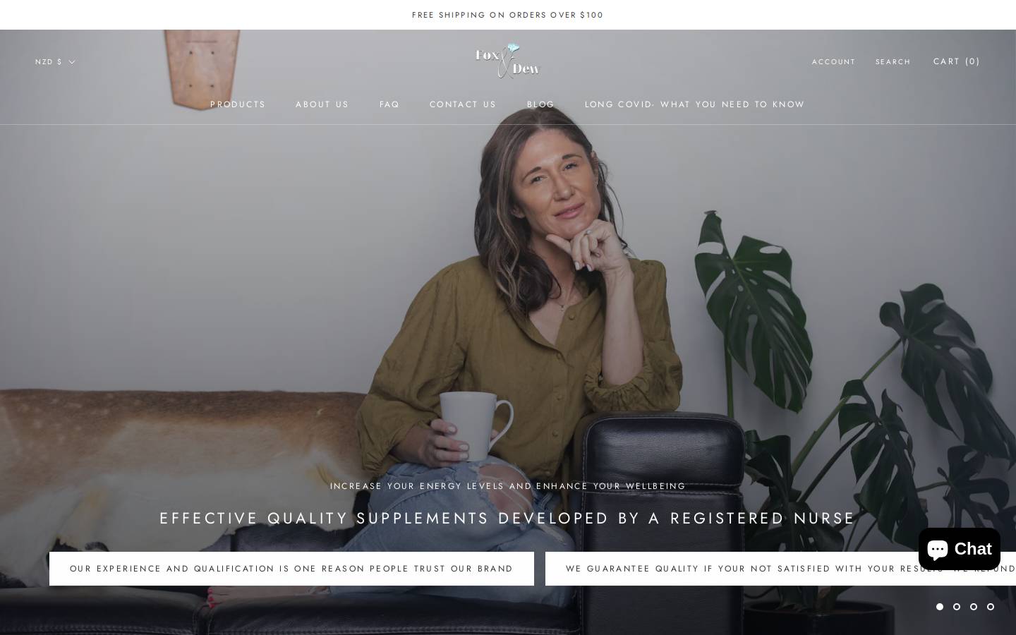foxanddew.co.nz homepage screenshot