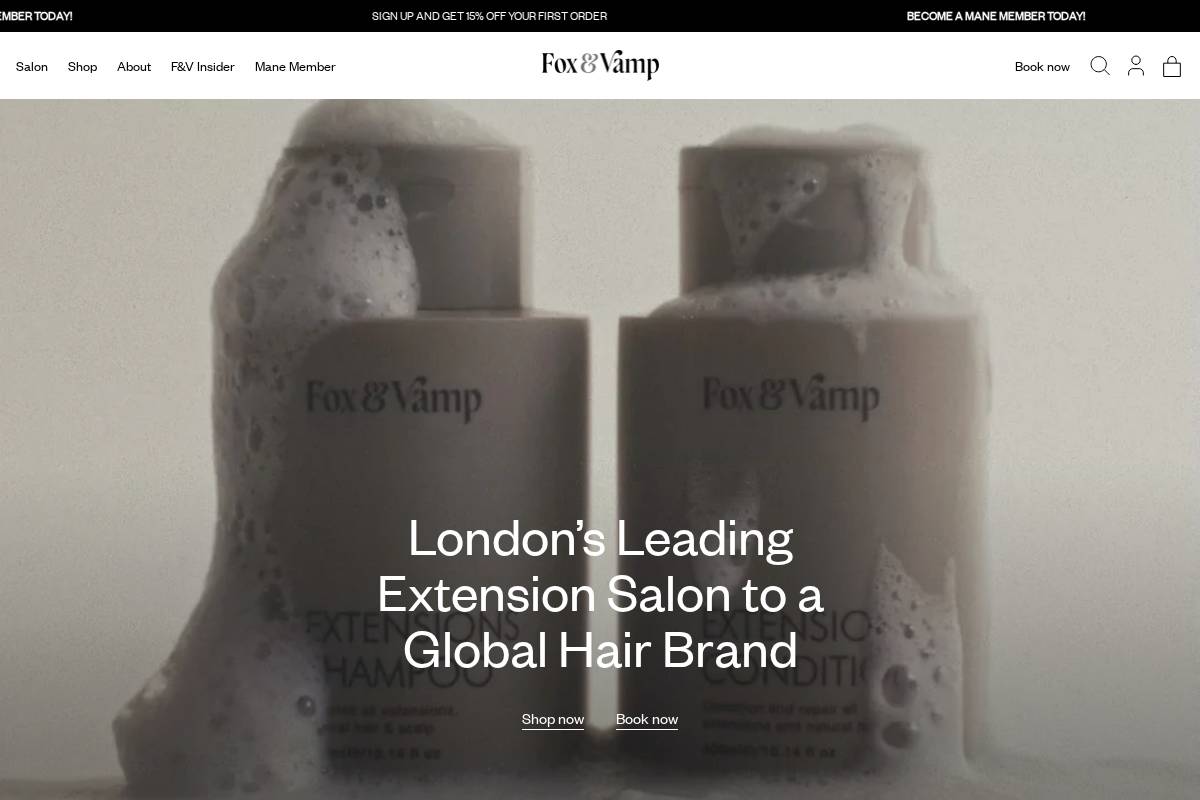 Fox and Vamp International homepage screenshot