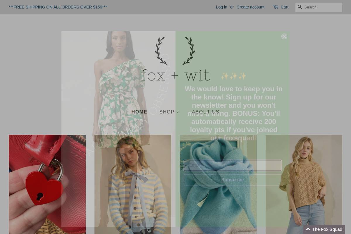 Fox + Wit Boutique homepage screenshot
