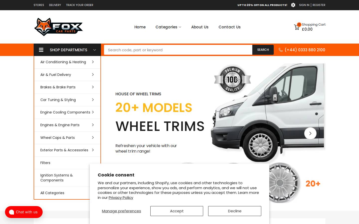 foxcarparts.com homepage screenshot