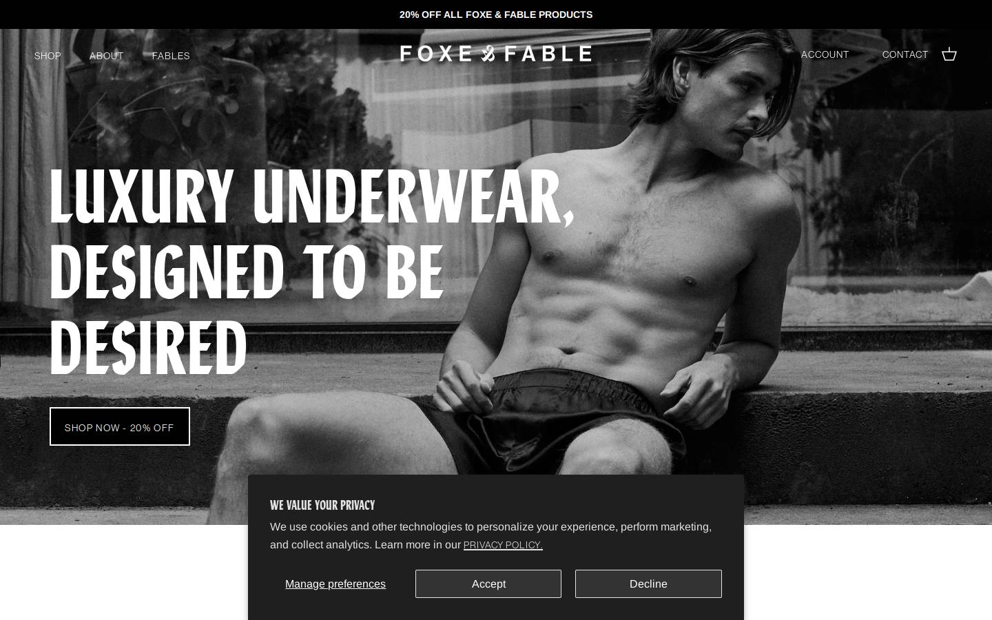 foxeandfable.com homepage screenshot