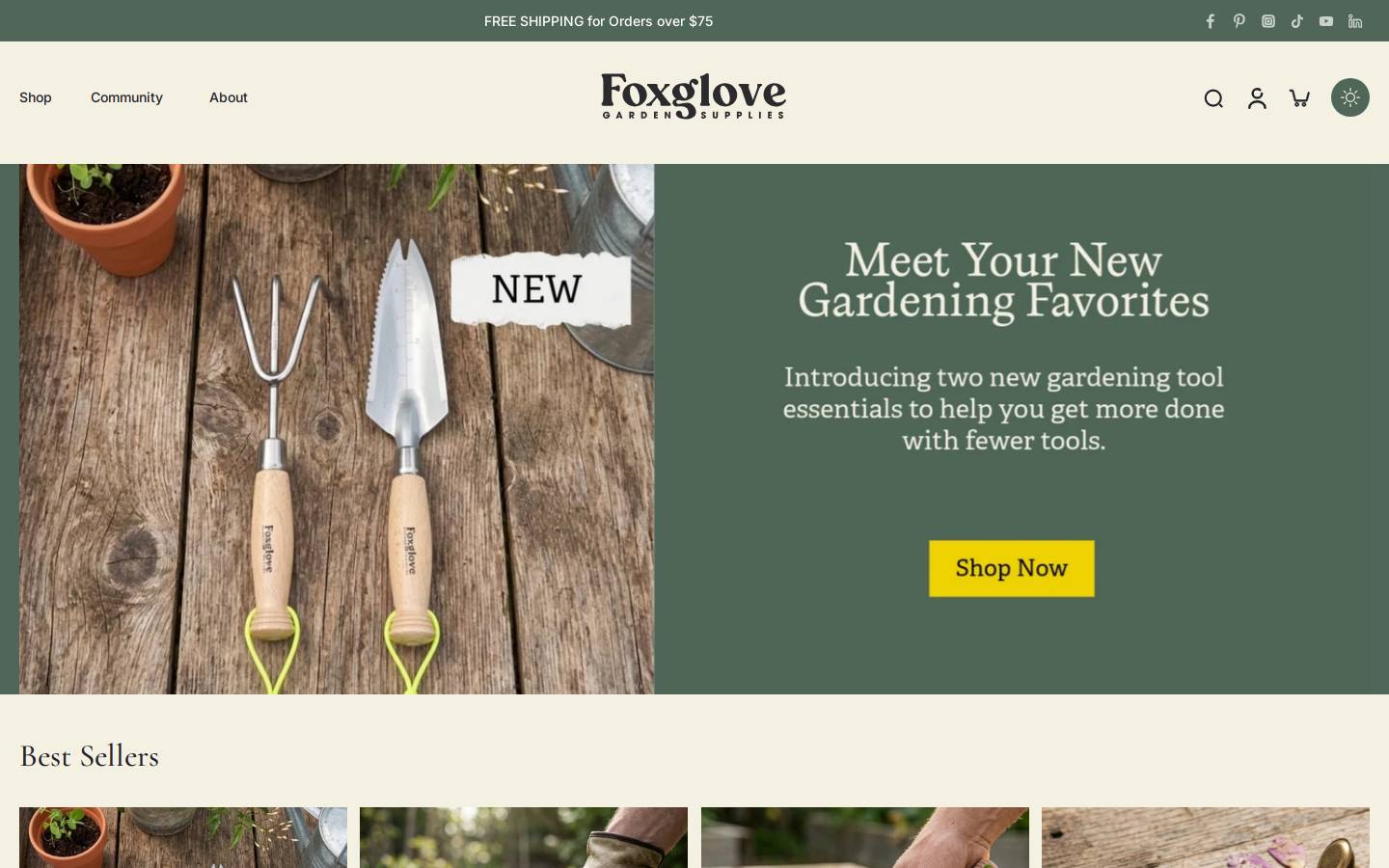 foxglovegardensupplies.com homepage screenshot