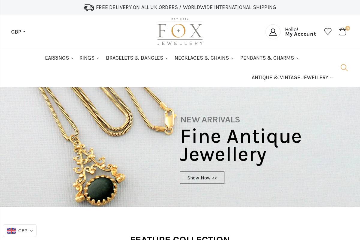 Fox Jewellery homepage screenshot