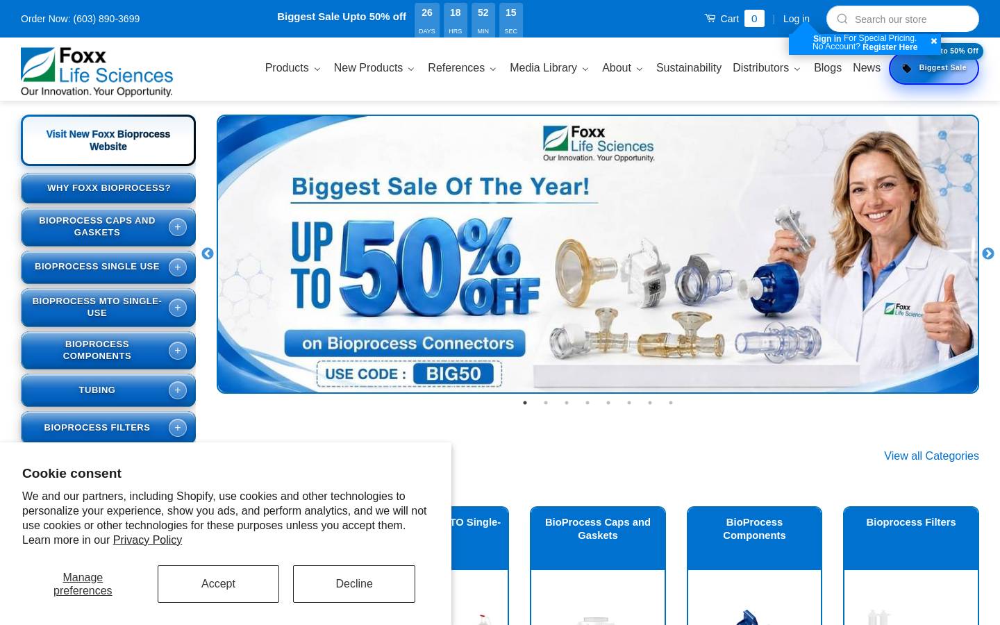 Foxx Life Sciences homepage screenshot