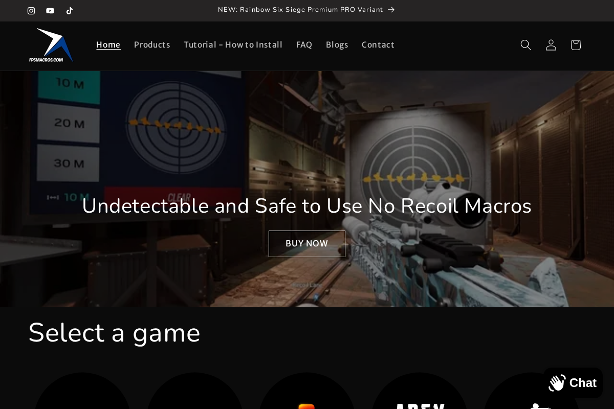 Fpsmacros homepage screenshot